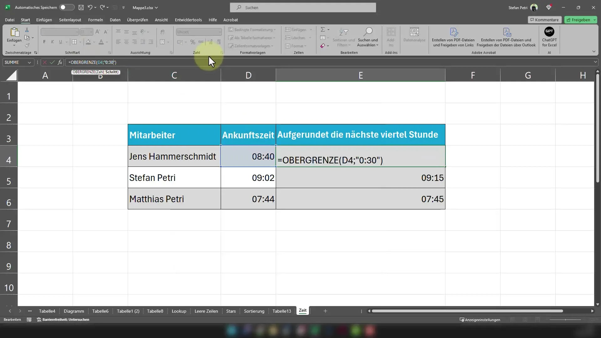 Excel saatleri kolayca yuvarlamak - işte nasıl!