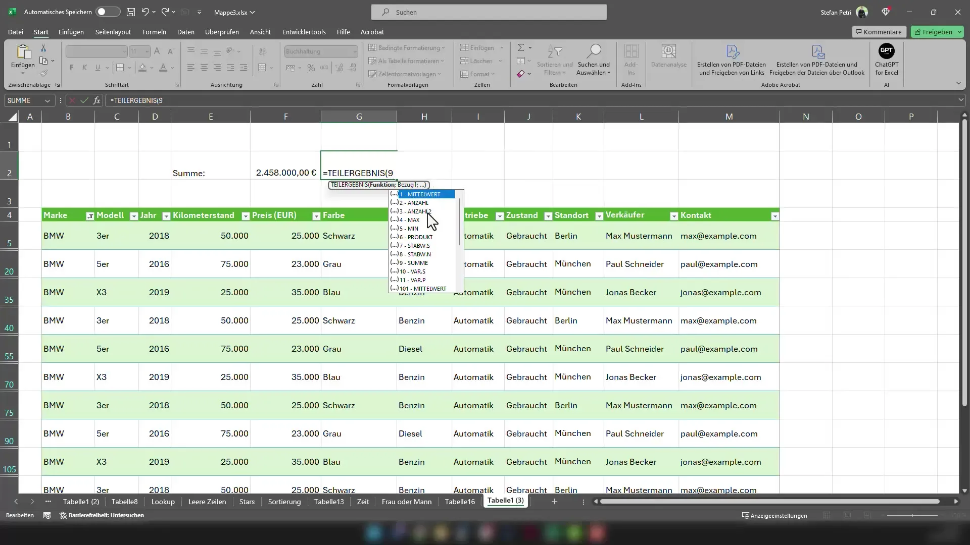 Excel tips: Generating the correct sum even with filtered data