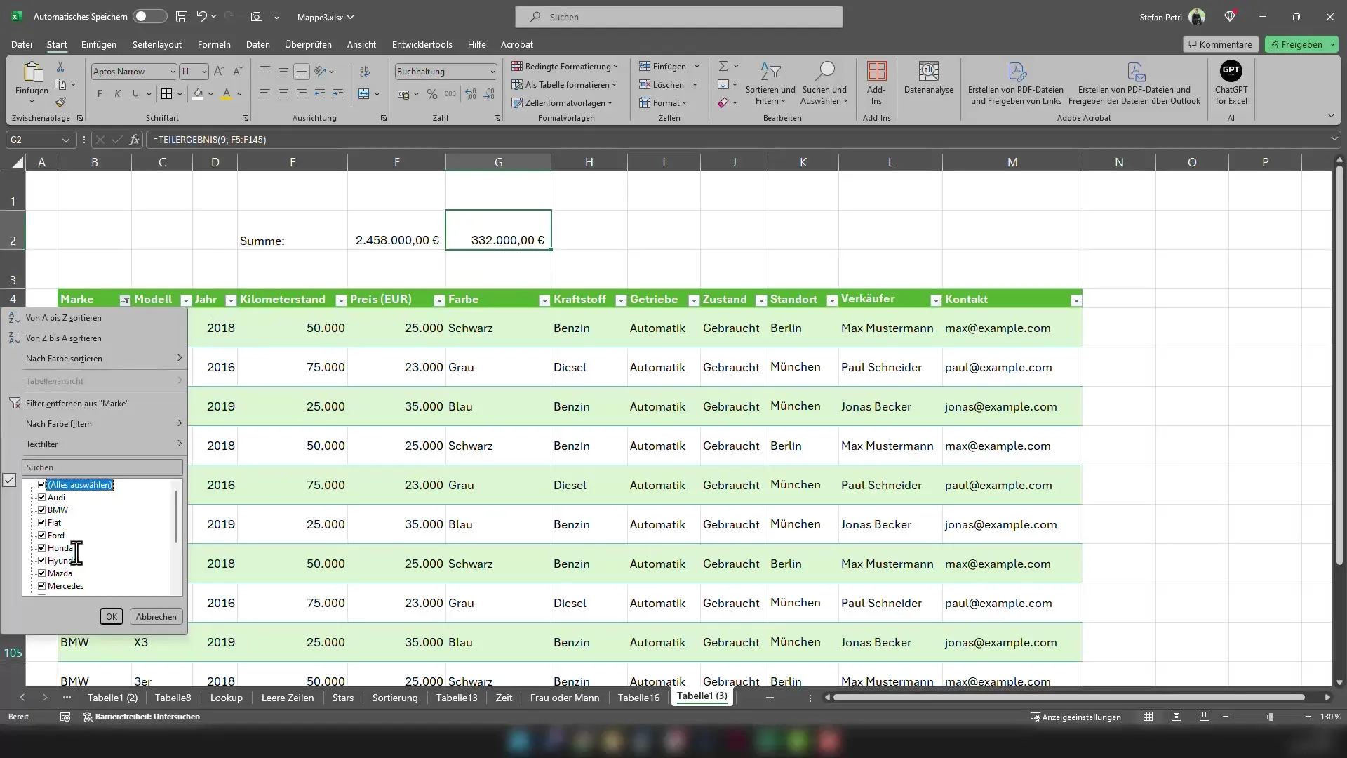 Excel tips: Creating correct sum, even with filtered data