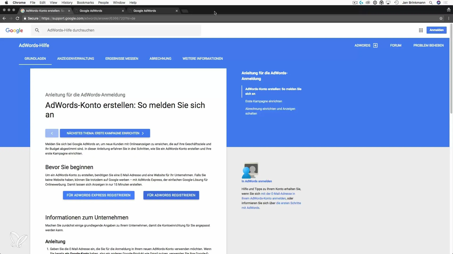 Hogyan hozz létre egy Google AdWords fiókot Hogyan hozhatsz létre egy Google AdWords fiókot