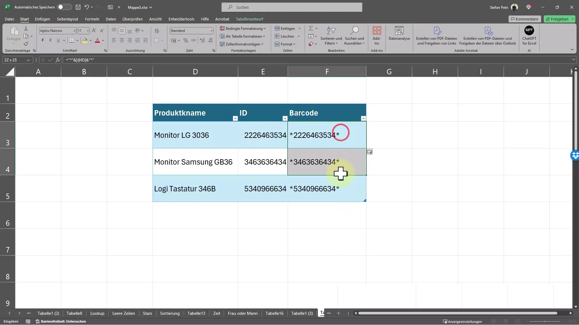 Excel'de bar kod ve QR kodlarının hızlı bir şekilde oluşturulması