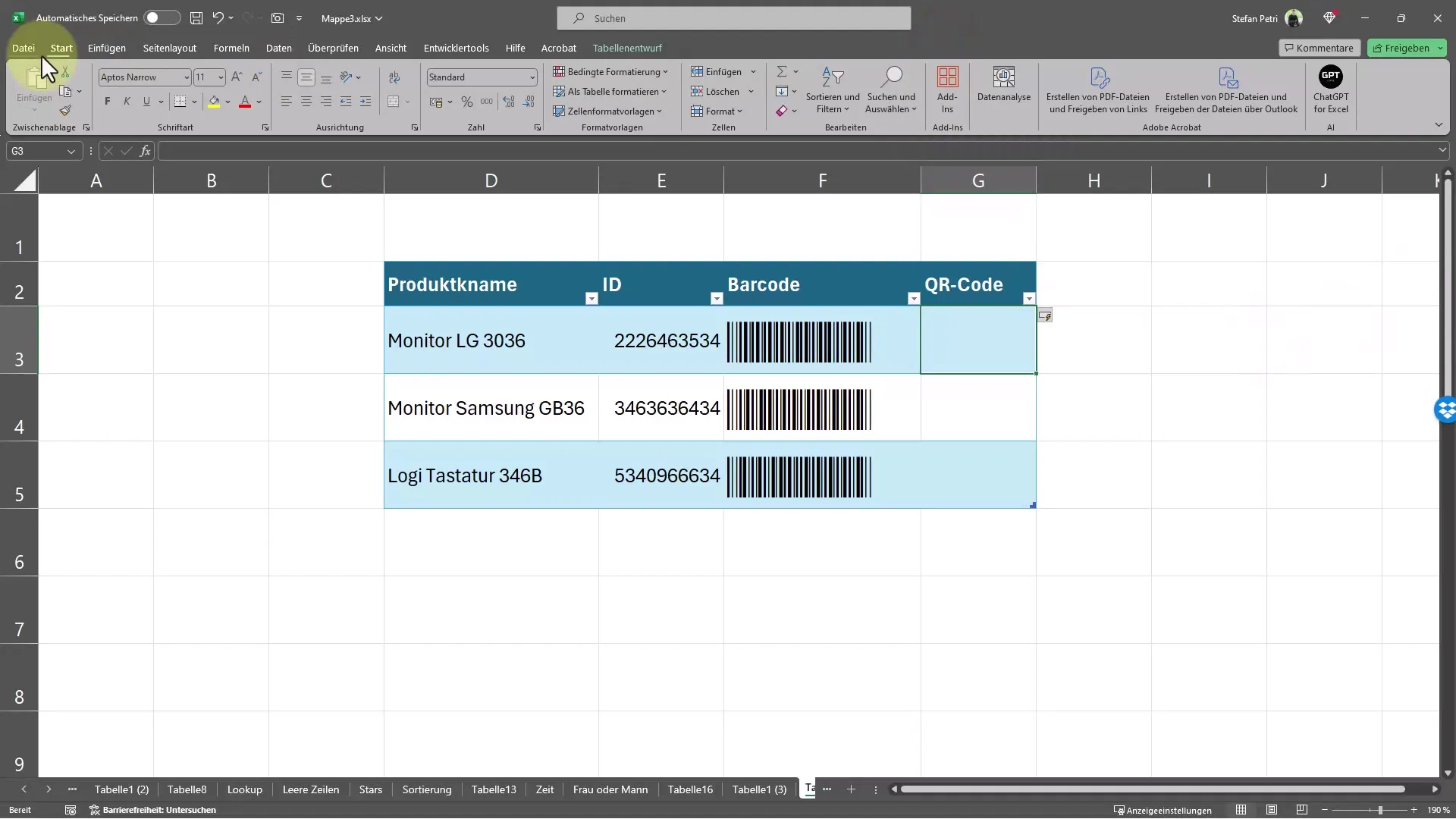 Excel'de hızlı bir şekilde barkod ve QR kod oluşturma