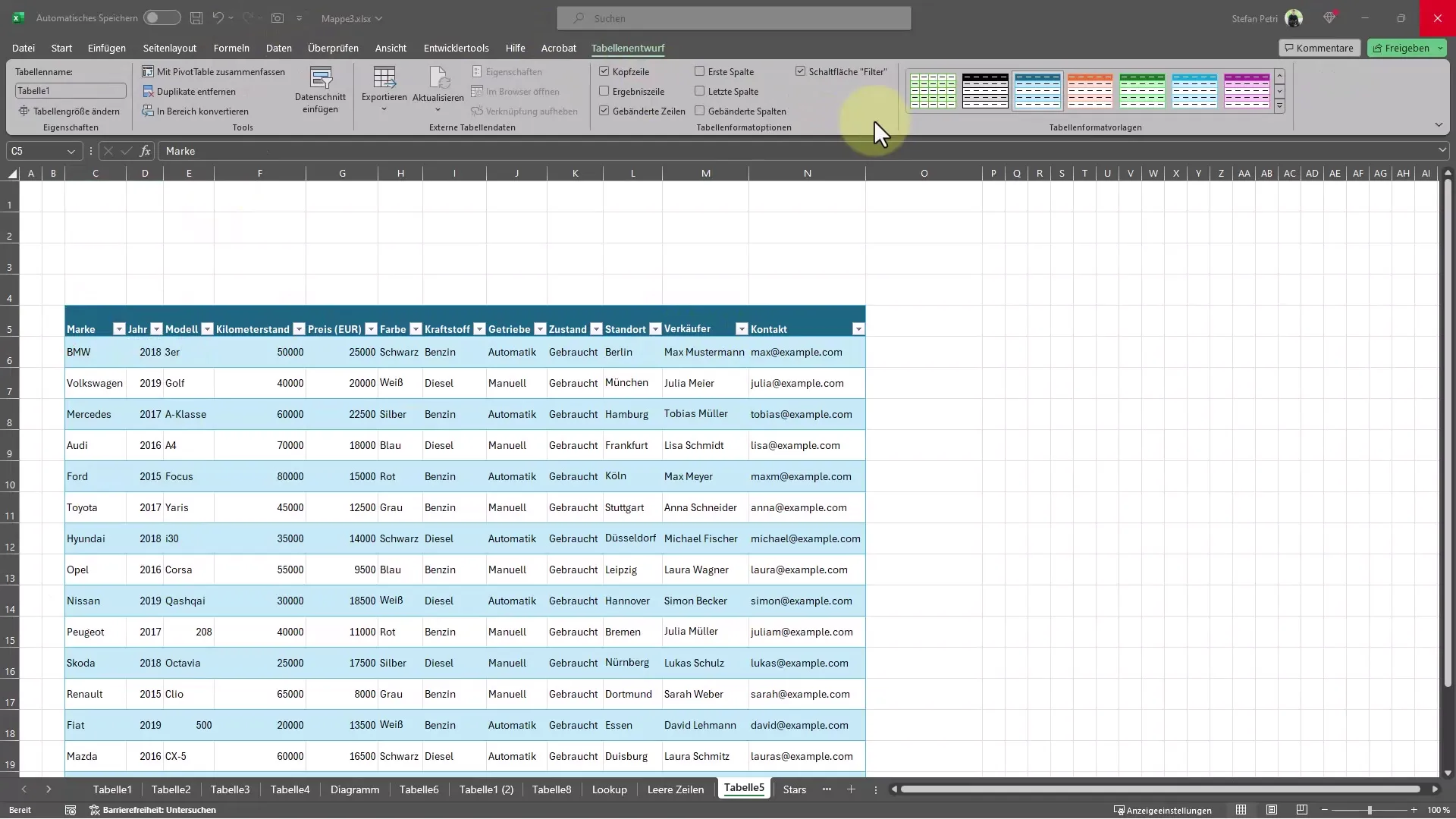 Excel ipuçları: Tabloyu hızlı ve modern bir şekilde biçimlendirin