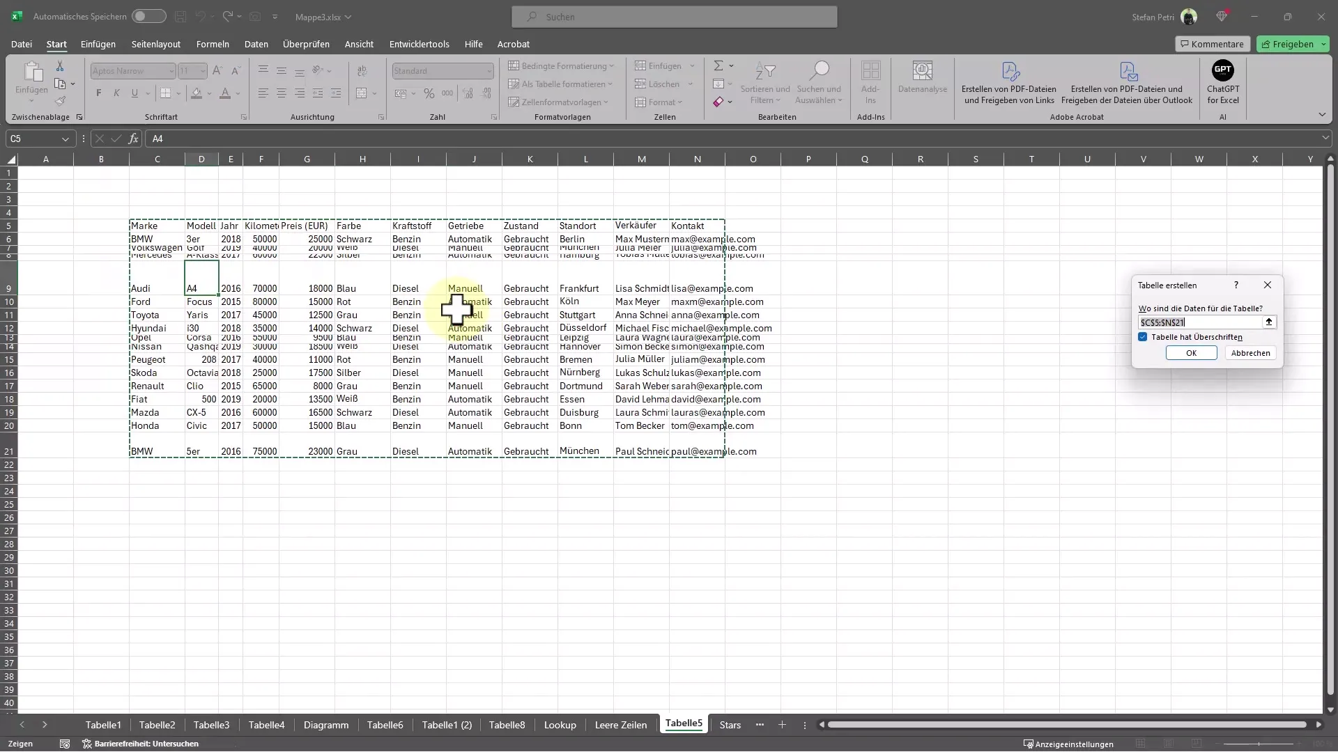 Excel İpuçları: Tabloyu hızlı bir şekilde modern bir biçimde biçimlendirin