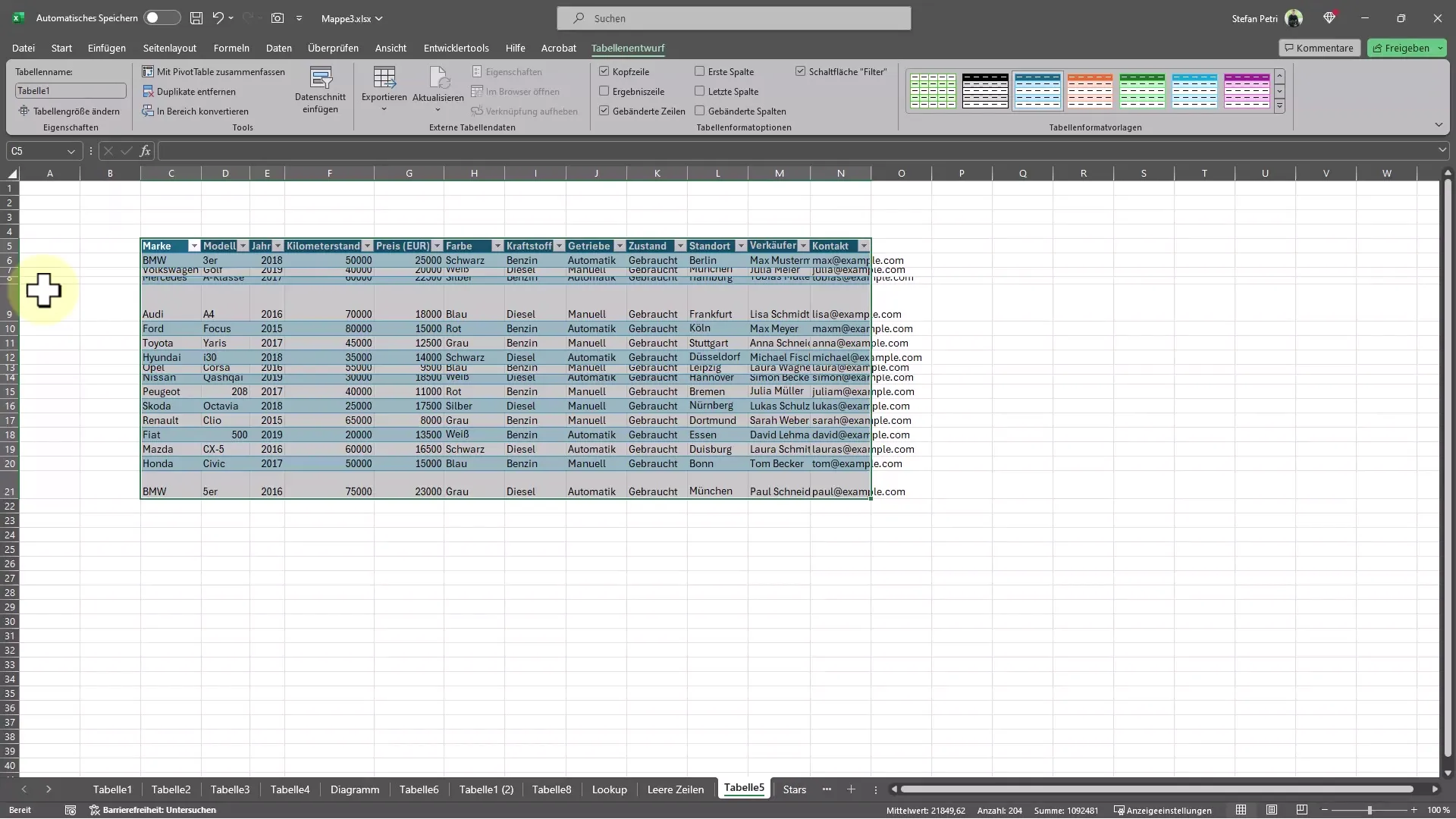 Excel İpuçları: Tabloyu hızlıca modern bir şekilde biçimlendirin