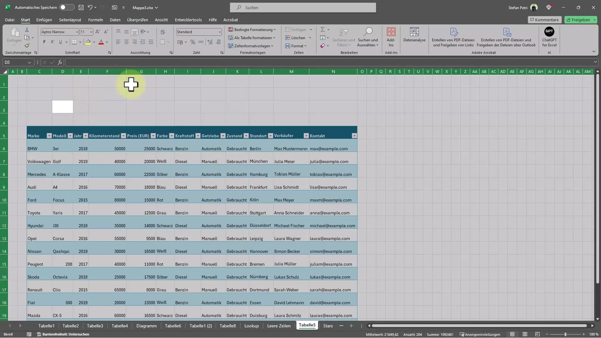 Excel ipuçları: Tabloyu hızlıca modern bir şekilde biçimlendirin