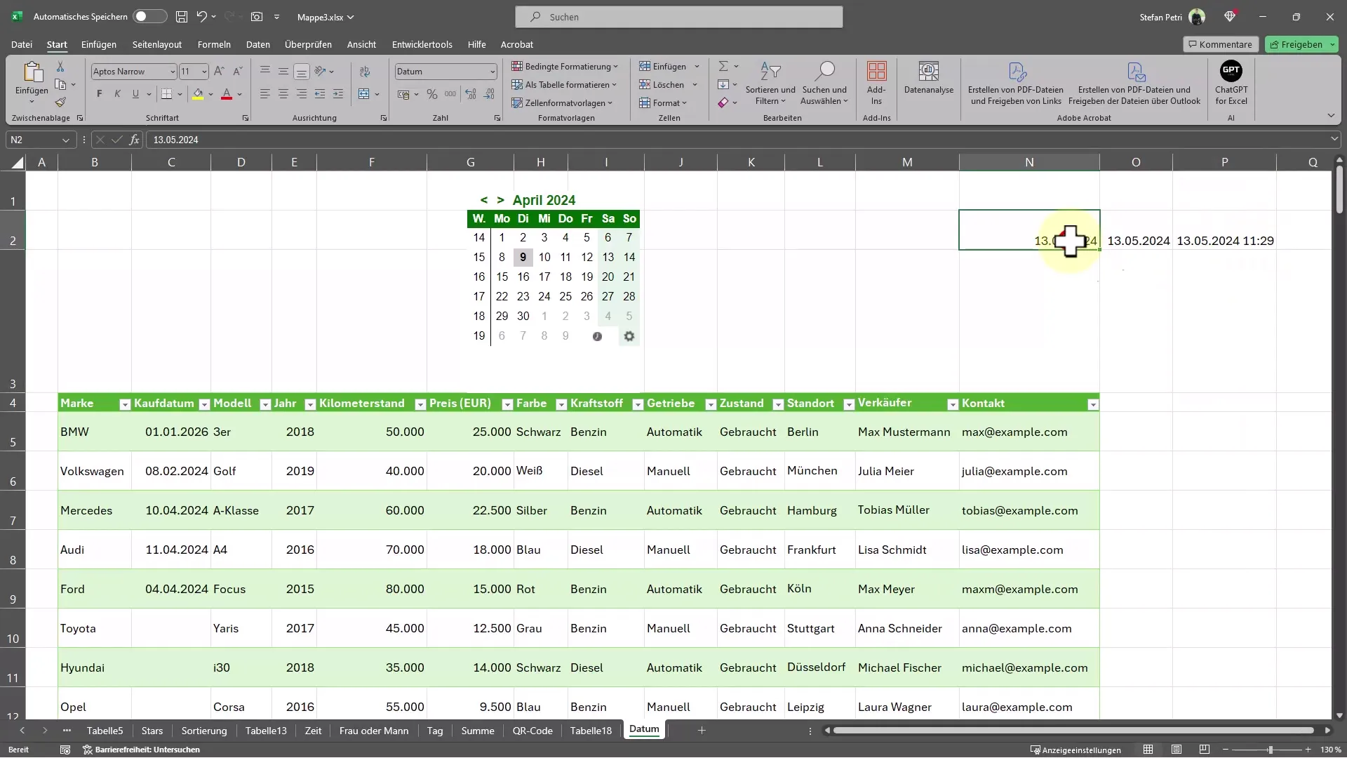 Takvimle tarih girişi için pratik Excel ipuçları