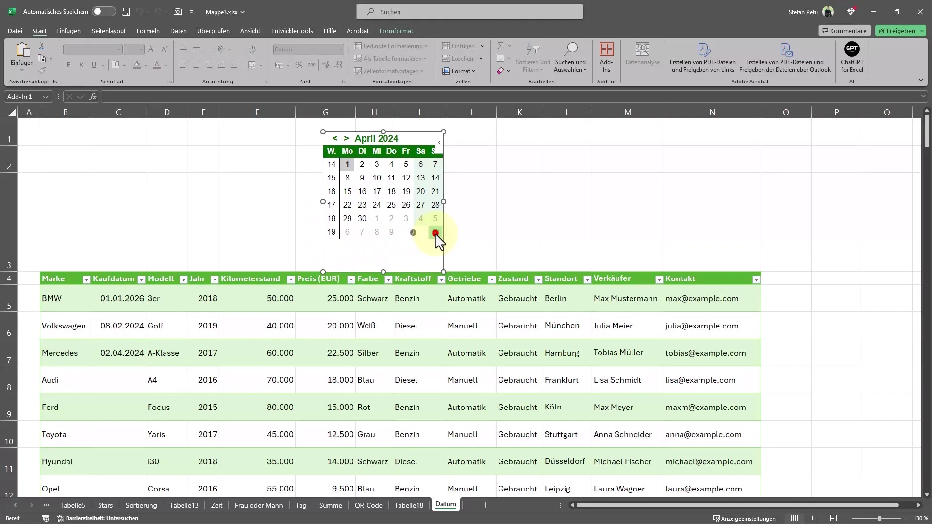 Takvim ile Tarih girişi için pratik Excel ipuçları