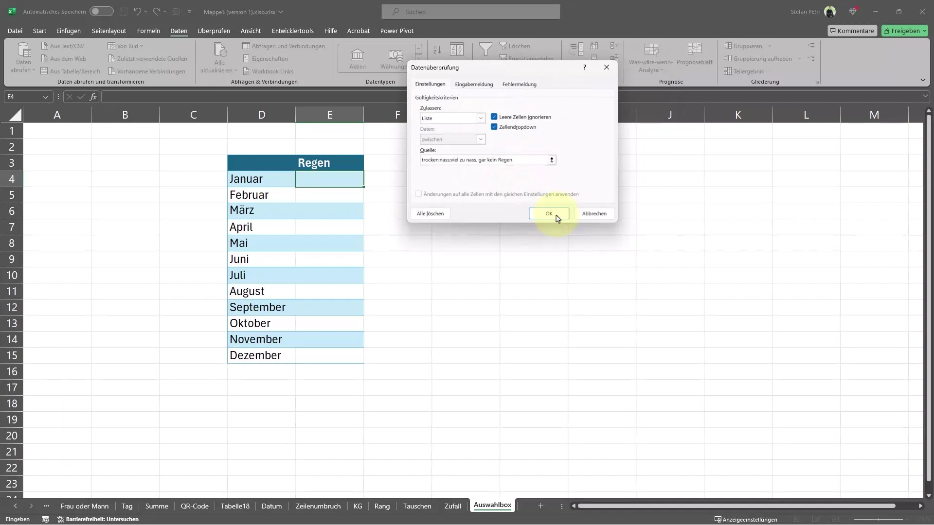 Excel'de veri girişini kolaylaştırmak için bir seçim kutusu oluşturun