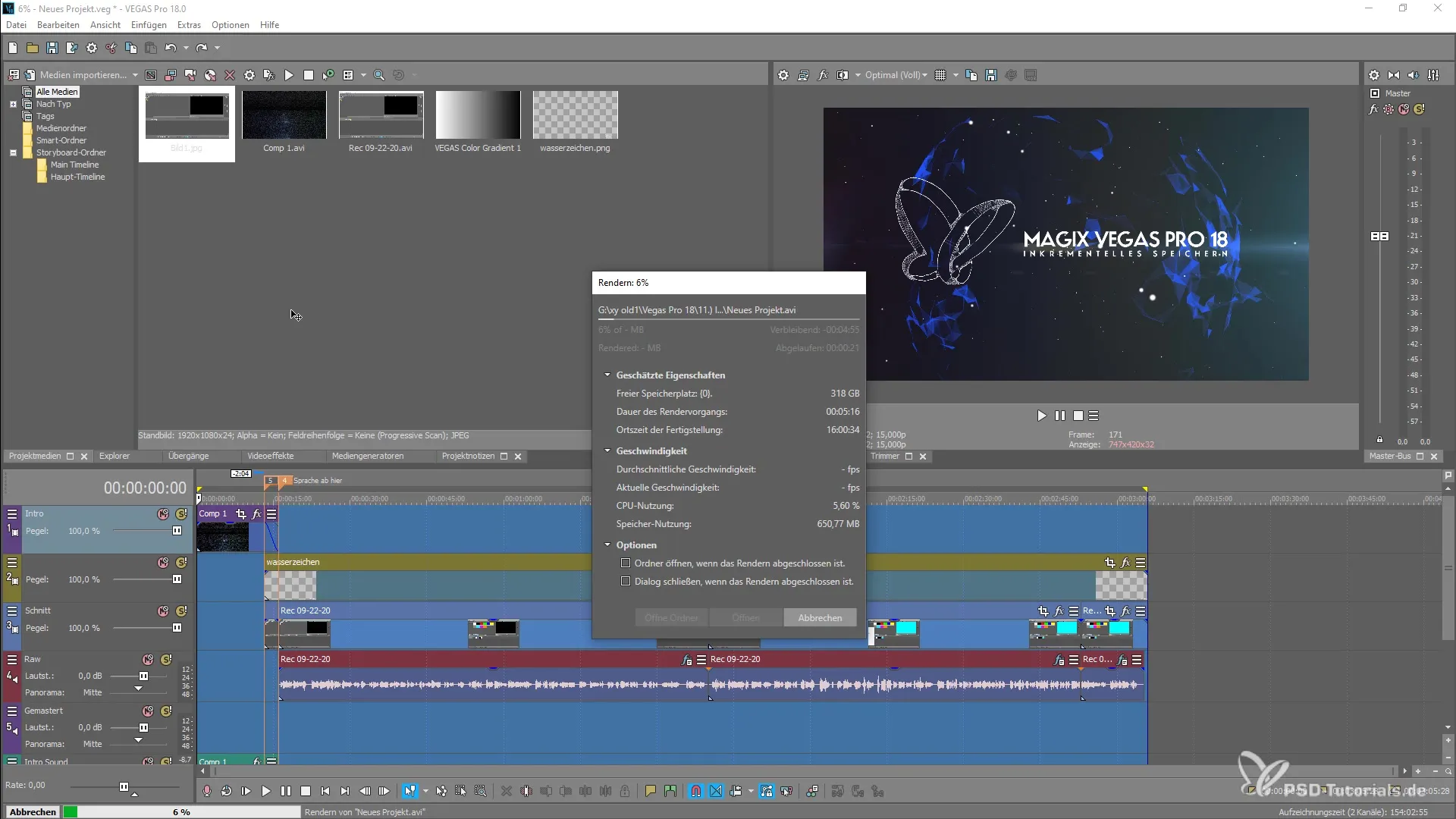 Render Dialog in MAGIX VEGAS Pro 18 – all important functions Render dialog in MAGIX VEGAS Pro 18 – all important functions