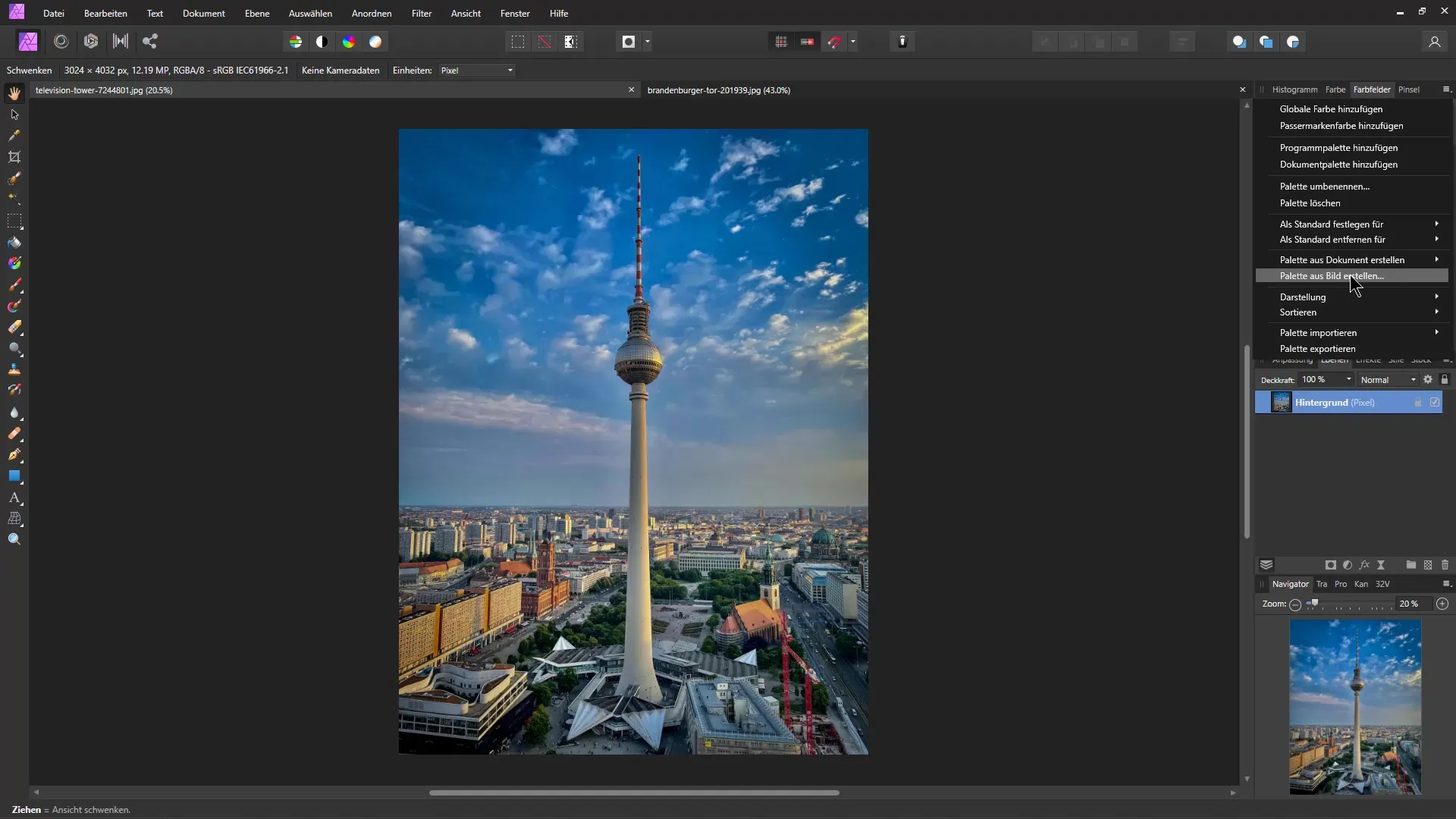 Transferir el aspecto de color de una imagen en Affinity Photo a otra
