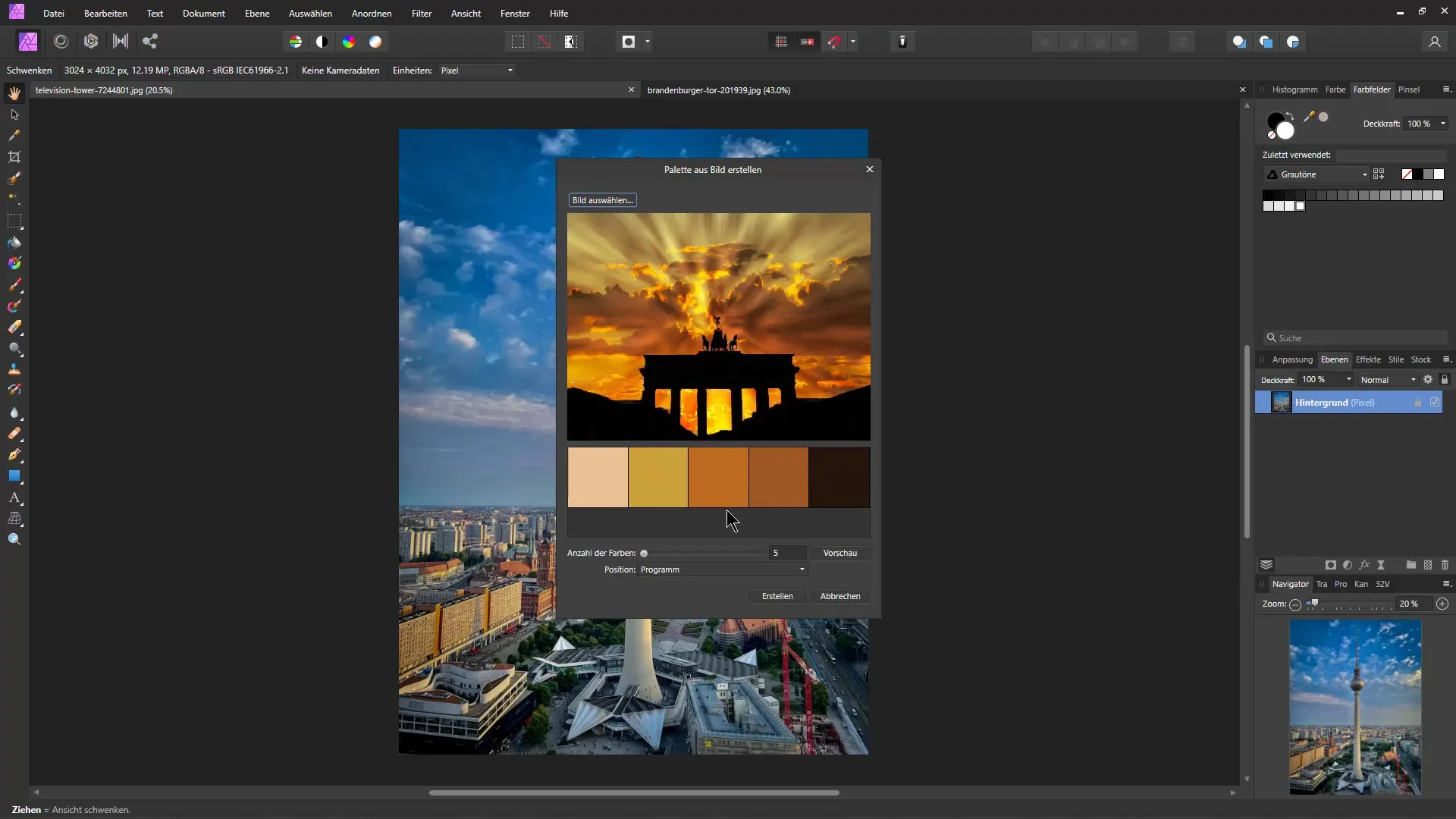Transferir el aspecto de color de una imagen en Affinity Photo a otra