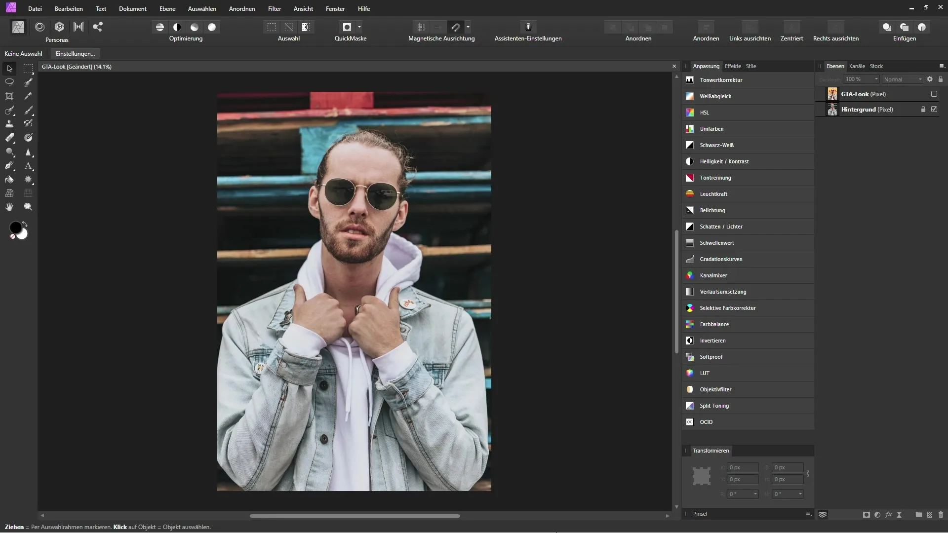 Creación de aspecto de GTA en Affinity Photo