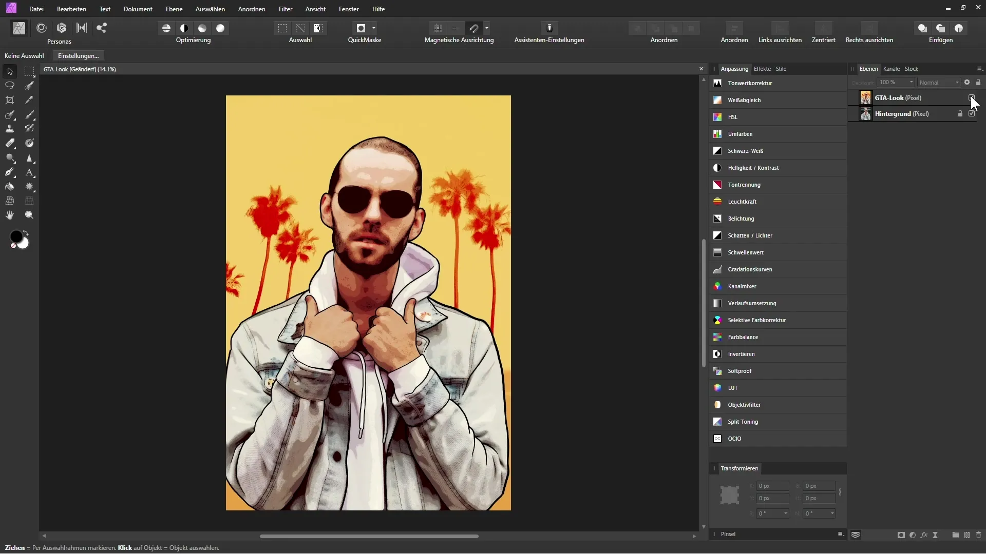 Creación de aspecto GTA en Affinity Photo