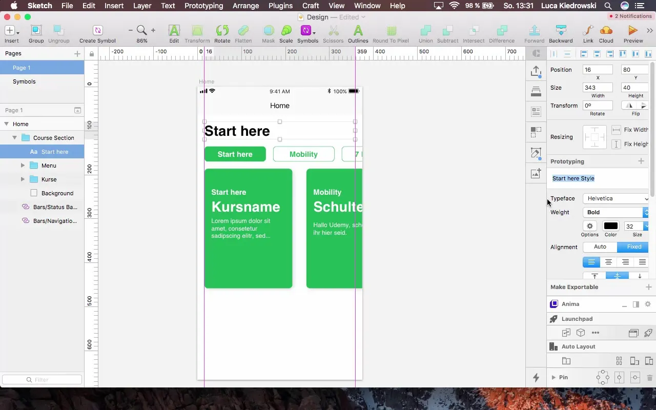Utiliser efficacement les groupes et les styles de texte dans Sketch