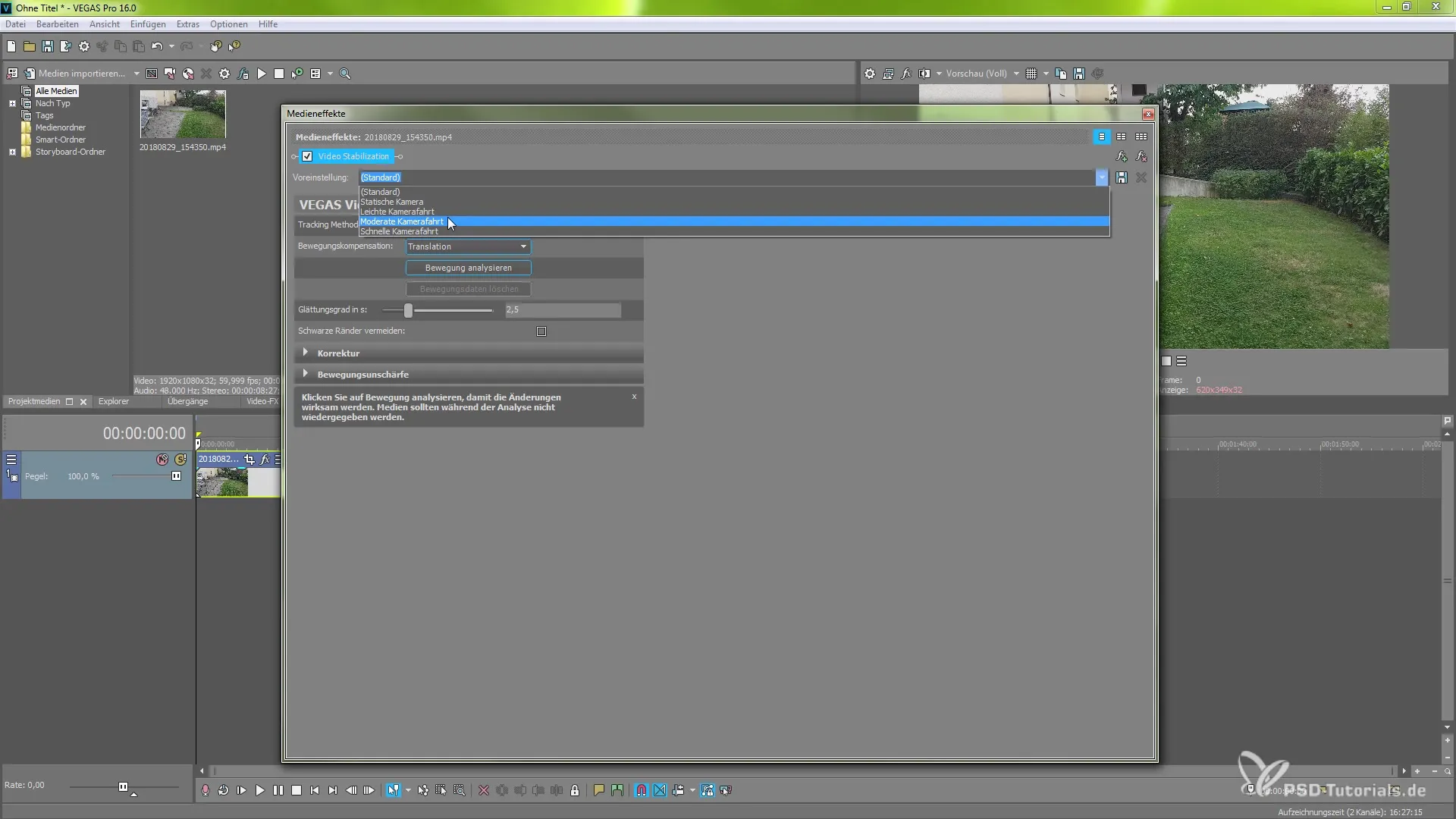 Billedstabilisering i VEGAS Pro 16 til perfekte videoer Billedstabilisering i VEGAS Pro 16 til perfekte videoer