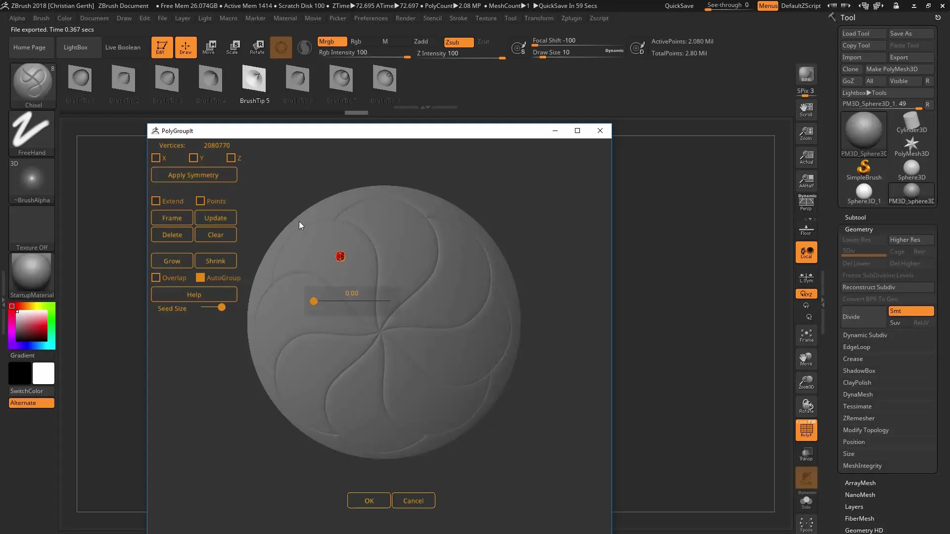 ZBrush 2018: Utiliza PolyGroupIt para la creación de Polygroup ZBrush 2018: Utilizar PolyGroupIt para la creación de Polygroup