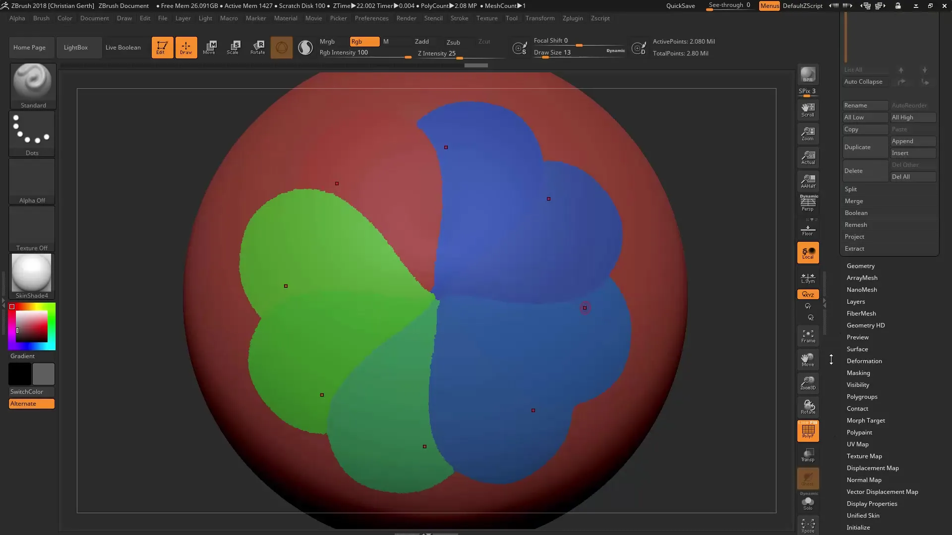 ZBrush 2018: Utilizar PolyGroupIt para crear Polygrupos ZBrush 2018: Utilizar PolyGroupIt para la creación de Polygrupos