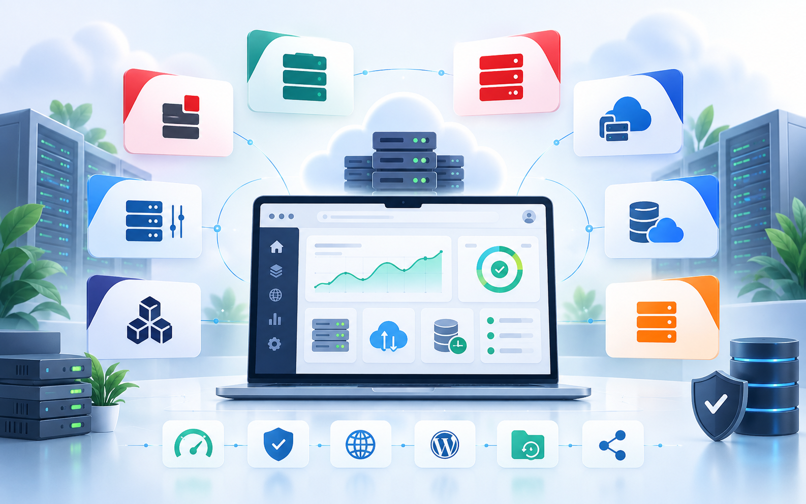 Moderne Hosting Netzwerk Illustration