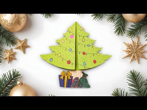Forhåndsvisningsbillede: Lav et julekort i form af et juletræ: En kreativ idé til børn