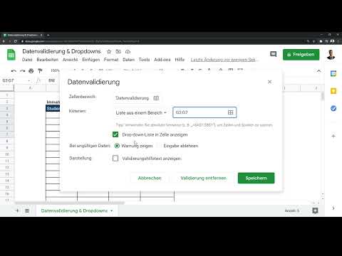 Google Sheets - opas: 5.5 Tietojen vahvistus ja avattavat valikot