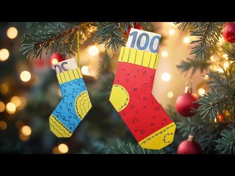 Vorschaubild: Origami Weihnachtssocke: Anleitung mit Video, Fotos und Beschreibung