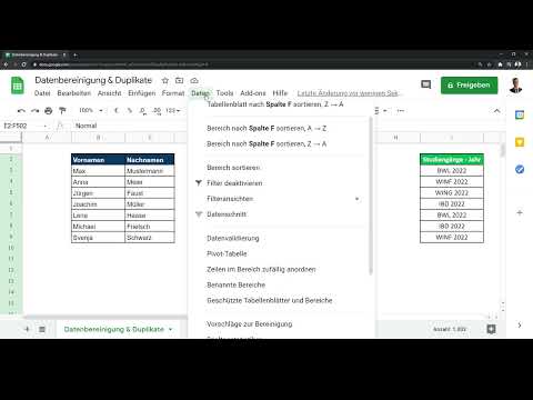 Google Sheets - opastus: 6.1 Kaksinkertaisten rivien poistaminen