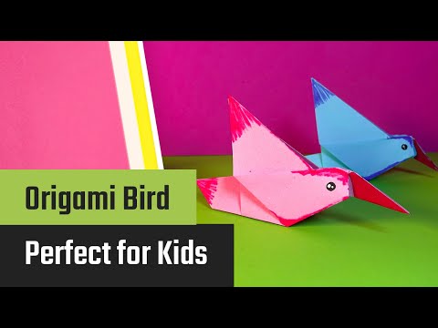 Forhåndsvisningsbillede: Lav origami-fugle – farverige papirkolibrier med video og billeder