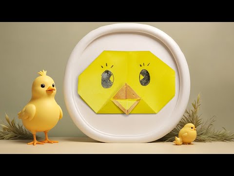 Forhåndsvisningsbillede: Folde en kyllings papir - enkel origami for børn fra 3 år