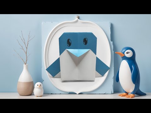 Forhåndsvisningsbillede: Pingvin til at folde - enkel origami for børn fra 3 år
