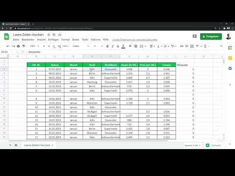 Google Sheets - Ohje: 6.2 Tyhjien rivien poistaminen