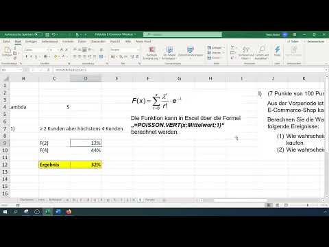Statistik in Excel am Fallbeispiel einer Umfrage: 3.5 Poissonfunktion Wahrscheinlichkeitstheorie