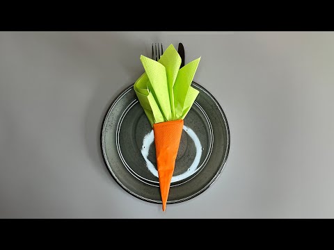 Forhåndsvisningsbillede: Fold serviette into carrot shape: guide with photos and video
