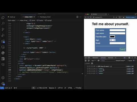 Opprett web-skjemaer: 3.4 | Reager p&aring; endringer med addEventListener