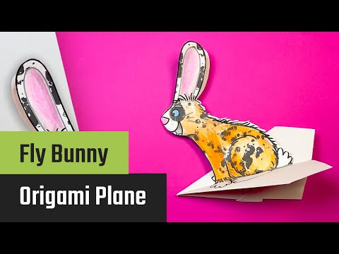 Vorschaubild: Hase auf Papierflieger: lustige Bastelidee für Kinder mit Anleitung