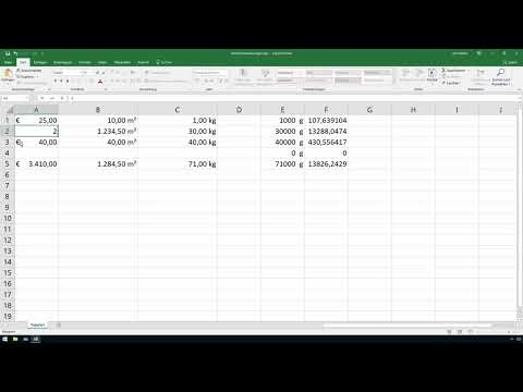 Excel course for controlling and sales: Assortment list, units, currency & Co - 3.12 Formatting currencies left- and right-aligned