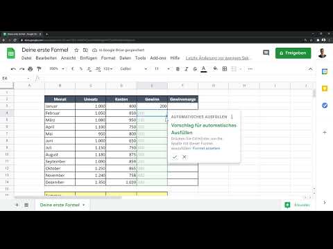 Google Sheets - ohje: 4.2 Ensimmäinen kaavasi!
