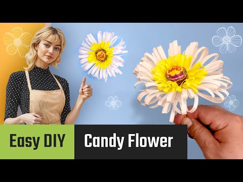 Forhåndsvisningsbillede: DIY papirblomst med lolli: Sød gave til mors dag eller gave til bedstemor