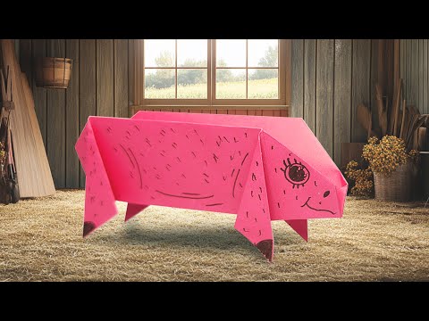 Forhåndsvisningsbillede: Origami gris: Foldningsinstruktion med video og billeder