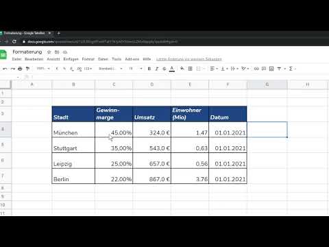 Google Sheets - tutoriaali: 3.4 Muotoilu