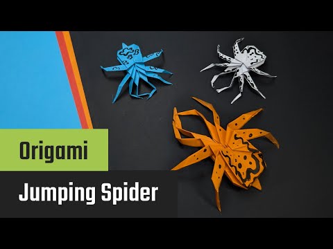 Forh&aring;ndsvisningsbillede: Springende origami edderkop: vejledning med fotos og video til b&oslash;rn