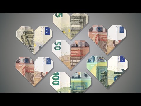 Voorbeeldafbeelding: Bankbiljetten vouwen: Hart - Handleiding met foto's en video