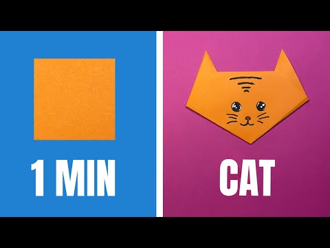 Forh&aring;ndsvisningsbillede: Simpelt origami kat: Anleitung med billeder og video til b&oslash;rn