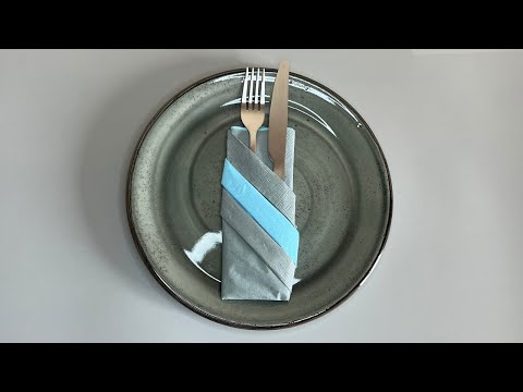 Imagen de vista previa: Doblar servilletas: Bolsillo para cubiertos bicolor