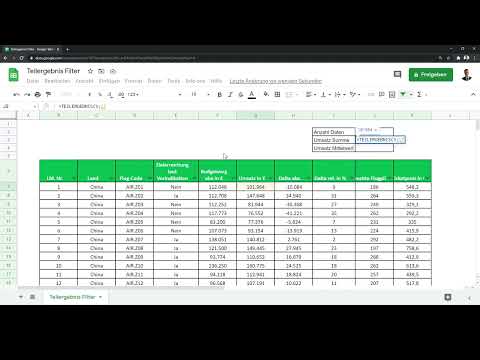 Google Sheets - opastus: 6.4 Alitulosteen suodatin
