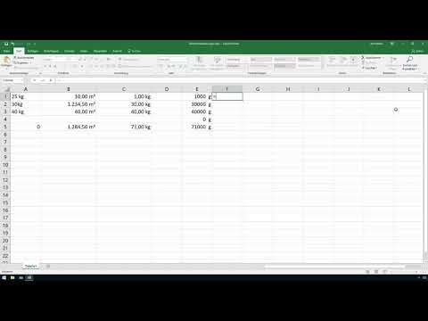 Excel course for controlling and sales: Assortment list, units, currency & Co - 3.11 Converting units of measurement