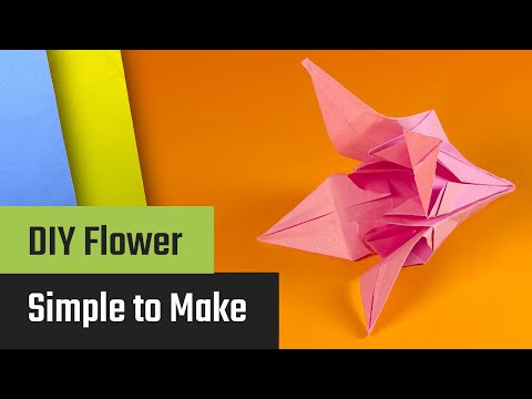 Forhåndsvisningsbillede: Folde origami lilje: smuk papirblomst til børn og begyndere med vejledning