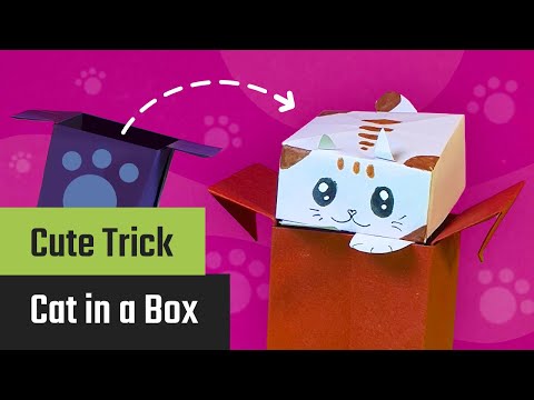 Forhåndsvisningsbillede: Origami-kat i æske: en sød papiroverraskelse at lave med børn