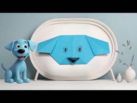Forhåndsvisningsbillede: En hund (spaniel) at folde - let origami for børn fra 3 år