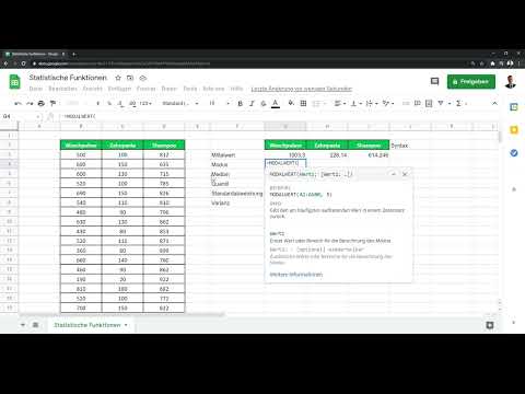 Google Sheets - Ohje: 4.10 Tilastolliset funktiot
